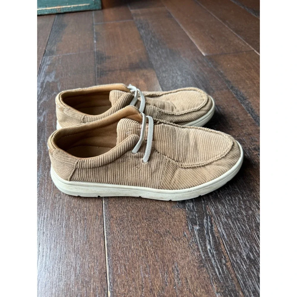 Ariat Kids Hilo Corduroy Tan Brown Slip On Moc Toe Shoes 10053799 Size 3M